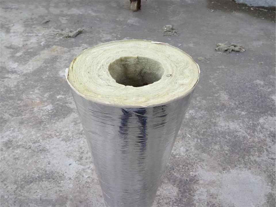 Foil-faced rock wool pipe sections reflect radiant heat for improved energy-saving performance