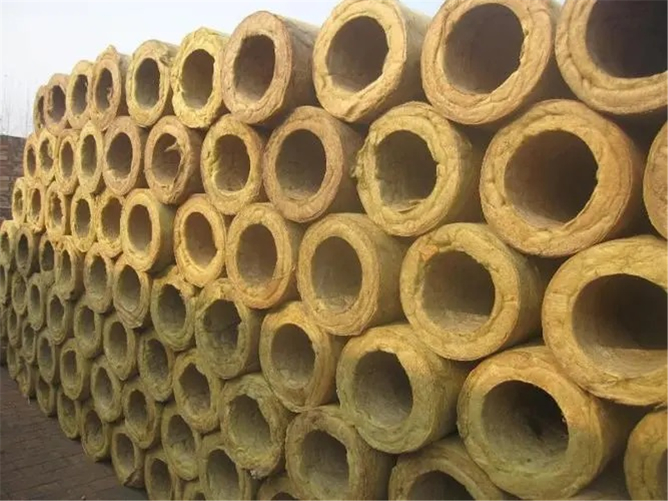 Foil-faced rock wool pipe sections reflect radiant heat for improved energy-saving performance