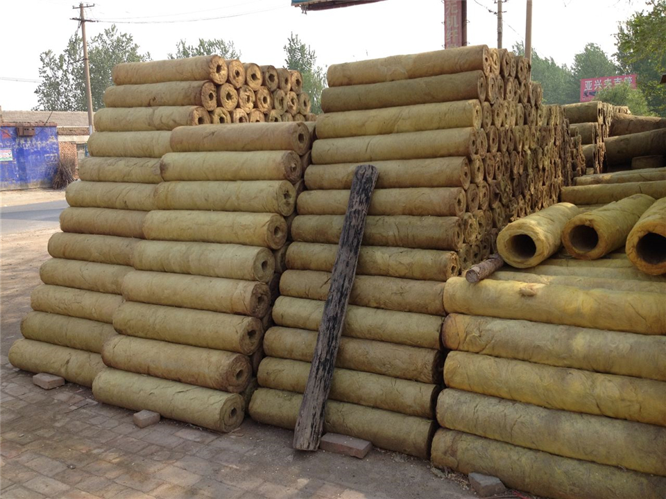 Hydrophobic rock wool pipe sections available in 80,100,120kg/m³ density grades for industrial pipework