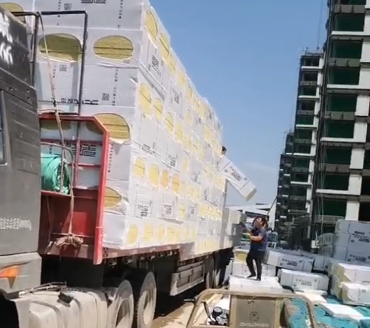 Rock Wool Boards Unloading - Real Project Site Shot