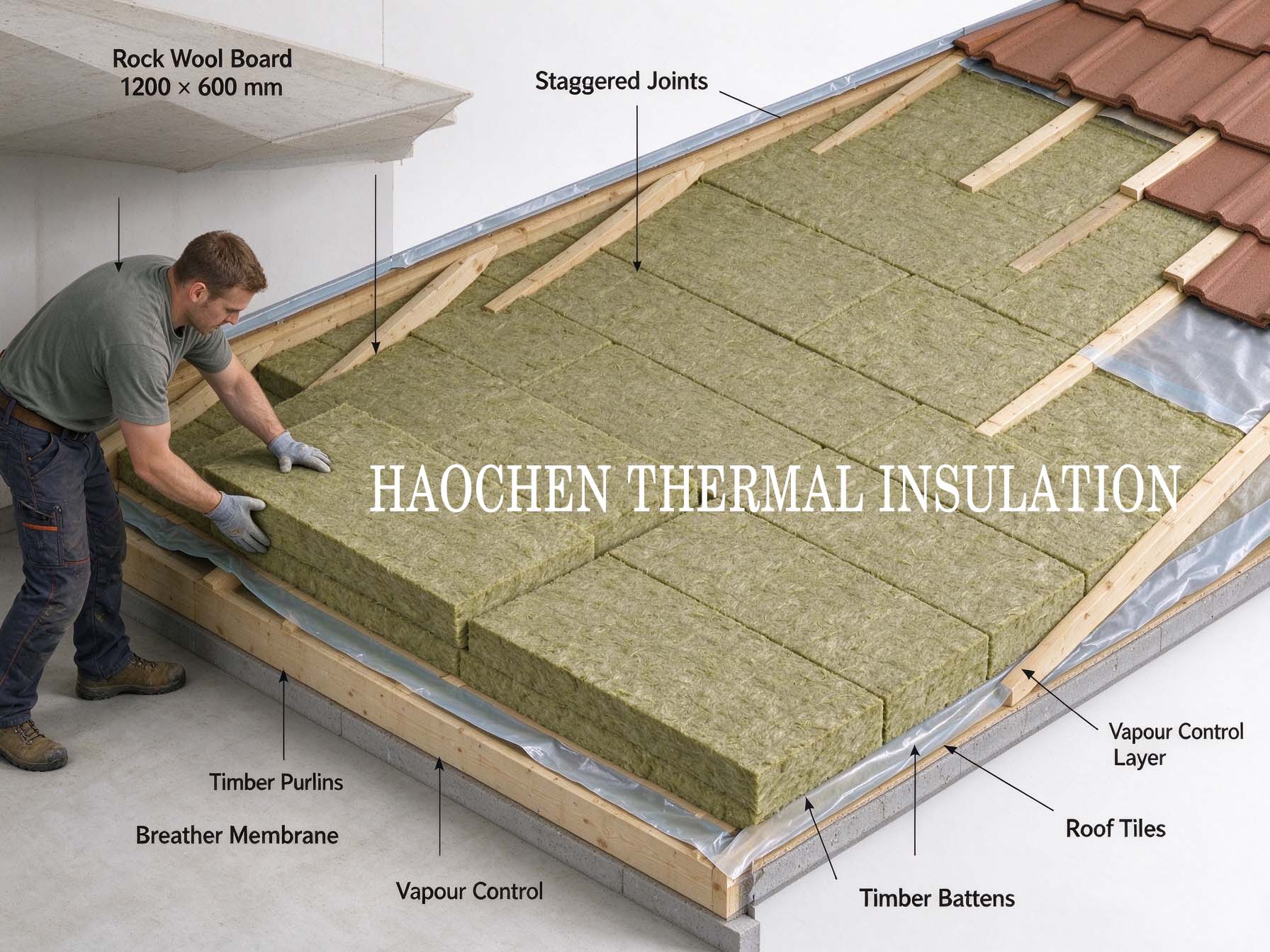 Flat and Pitched Roof Rock Wool Board Buying Guide, Pitched Roof Rock Wool Installation Diagram