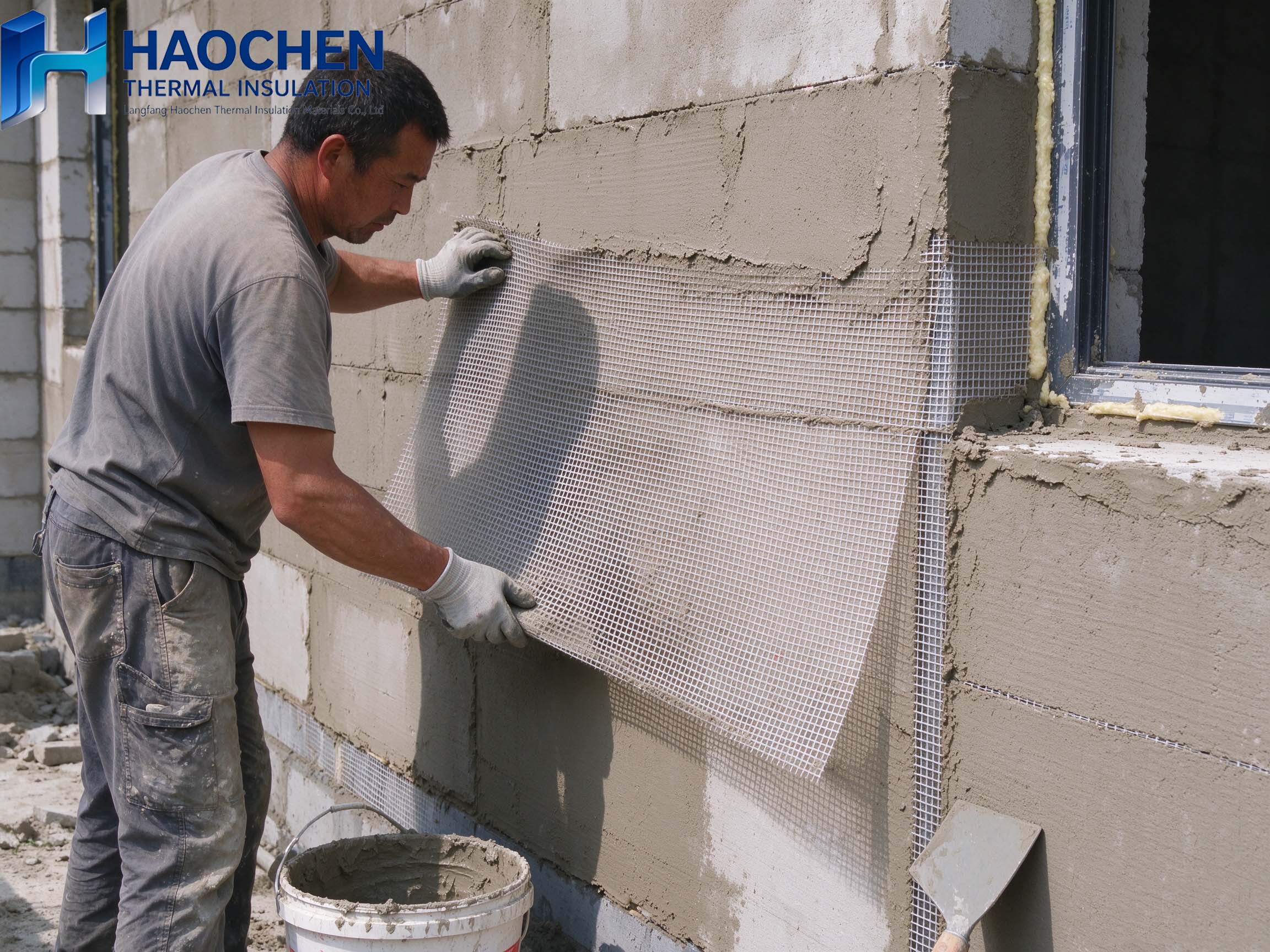 Embedding alkali‑resistant fibreglass mesh